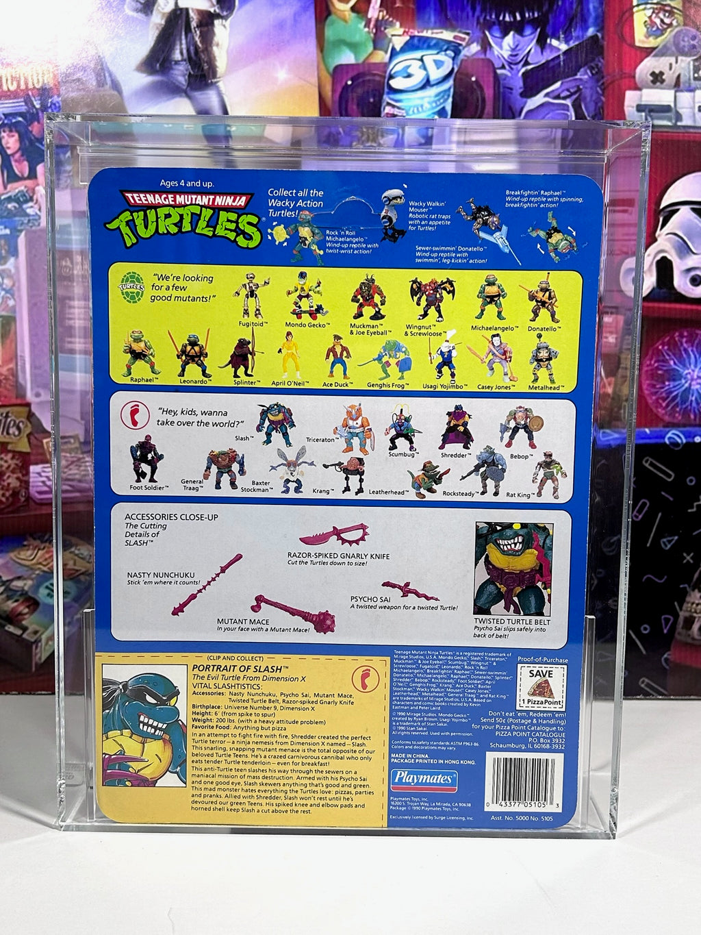 Vintage 1990 TMNT MOC SLASH Purple Belt, Yellow S - Graded AFA 80 Playmates