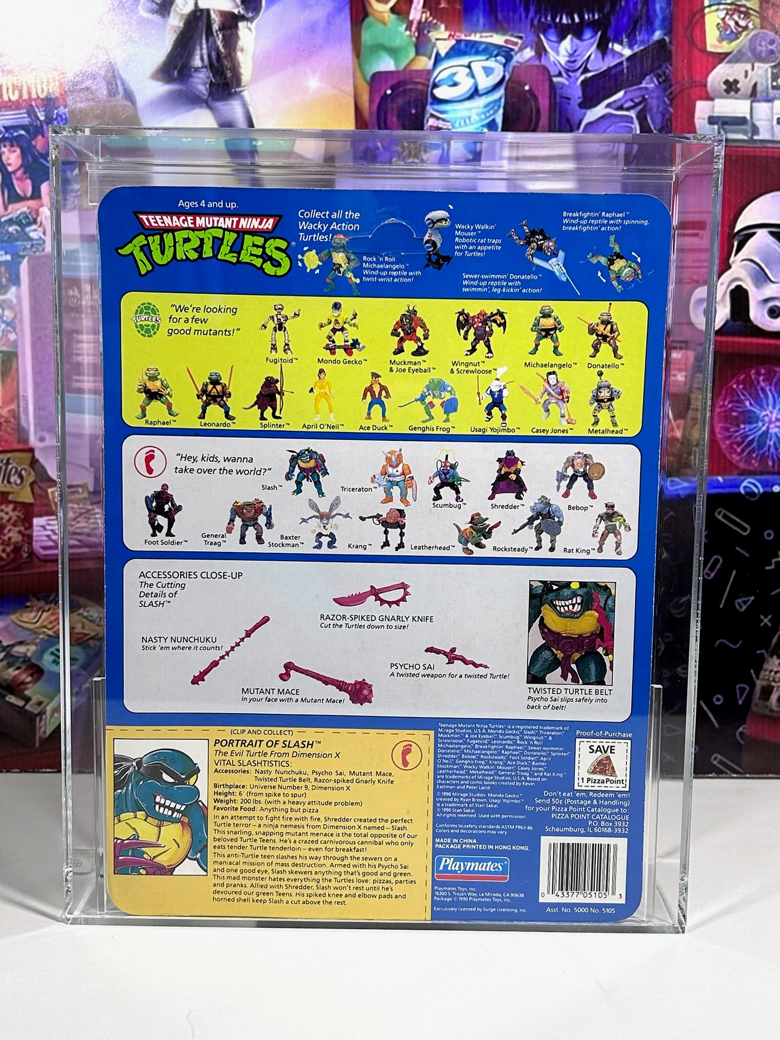 Vintage 1990 TMNT MOC SLASH Purple Belt, Yellow S - Graded AFA 80 Playmates
