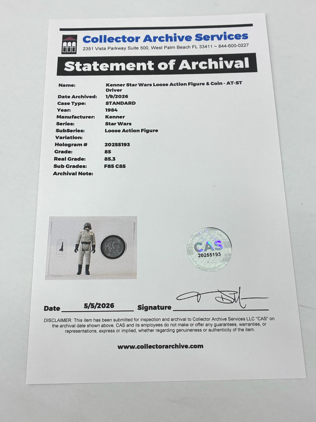 Vintage Star Wars AT-ST Driver Last 17 Power of the Force CAS 85