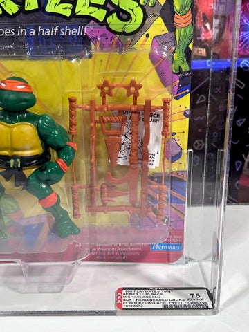 Vintage 1988 TMNT MOC Michaelangelo Fan Club Flyer BEADED Chucks AFA 75 Graded