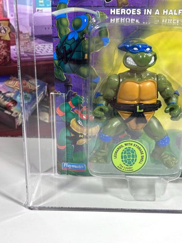 Vintage 1995 TMNT MOC LEONARDO BLACK BELT STORAGE SHELL Graded AFA 80 Playmates