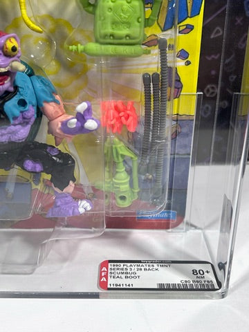 Vintage 1990 TMNT MOC SCUMBUG Teal Boot Graded AFA 80+ Playmates