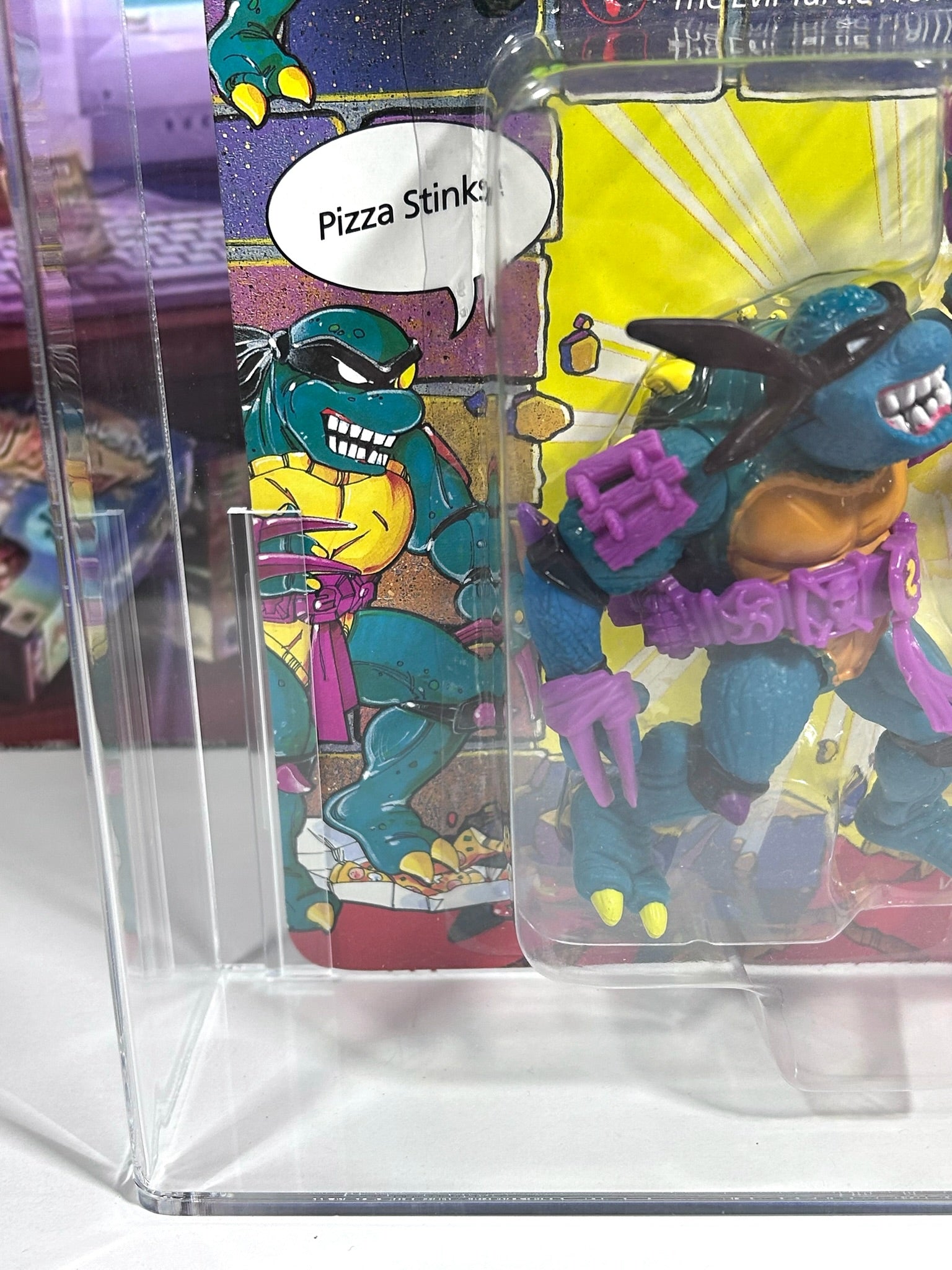 Vintage 1990 TMNT MOC SLASH Purple Belt, Yellow S - Graded AFA 80 Playmates