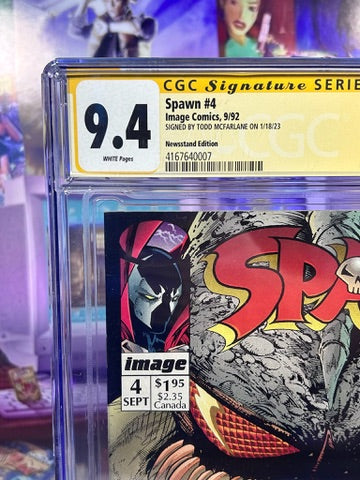 SPAWN #4 CGC 9.4 SIGNATURE SERIES by creator TODD MCFARLANE 1992