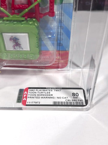 Vintage 1992 TMNT MOC TOON SHREDDER PRINTED WARNING Graded AFA 80 Playmates
