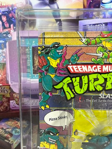 Vintage 1990 TMNT MOC SLASH Purple Belt, Yellow S - Graded AFA 80 Playmates