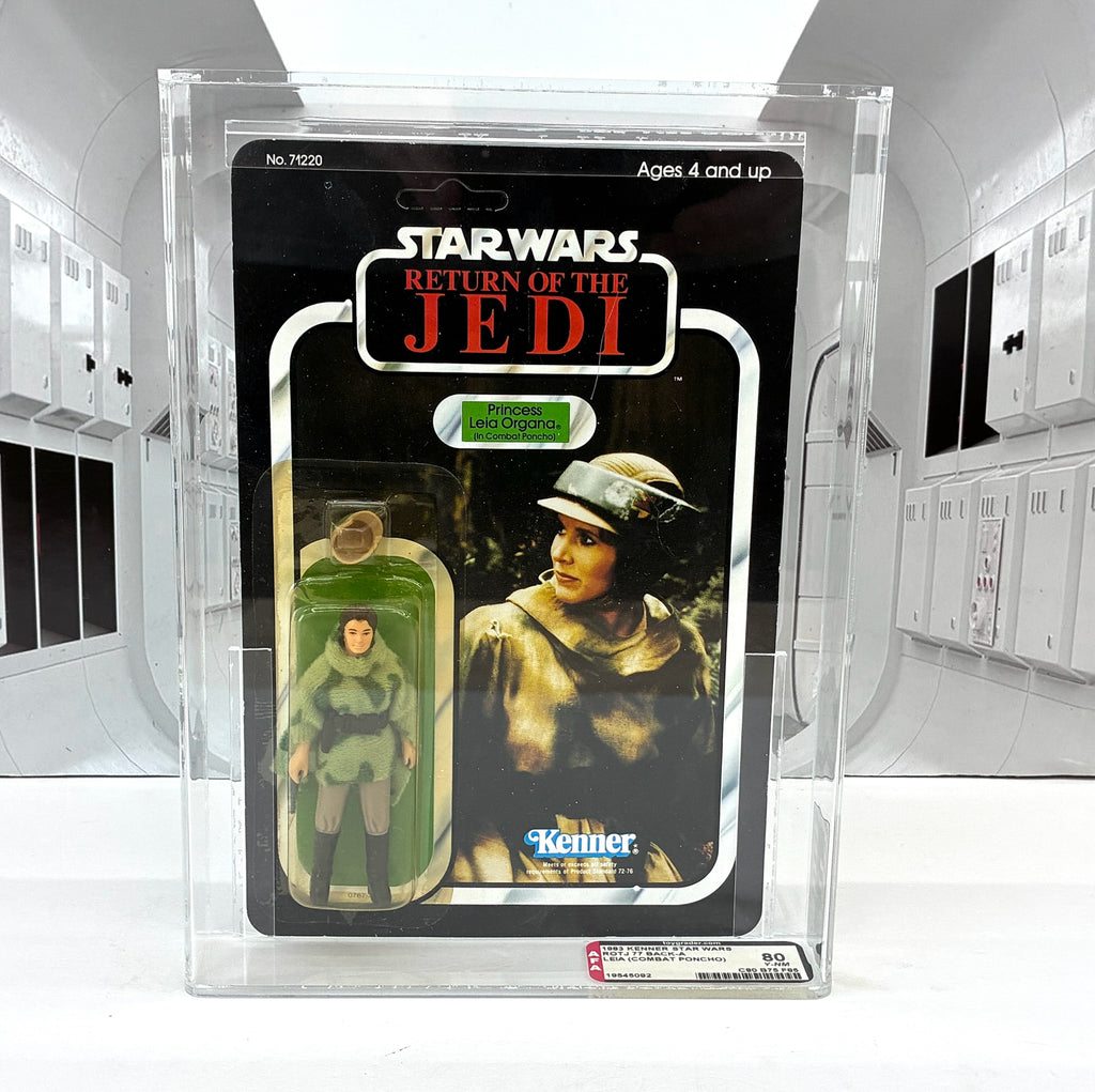 Vintage Star Wars 1984 Kenner LEIA PONCHO MOC ROTJ AFA Graded 80