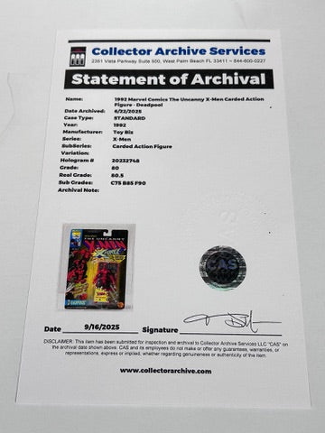 DEADPOOL 1992 Toybiz Marvel X-Men MOC Action Figure Graded CAS 80 WOLVERINE CARD