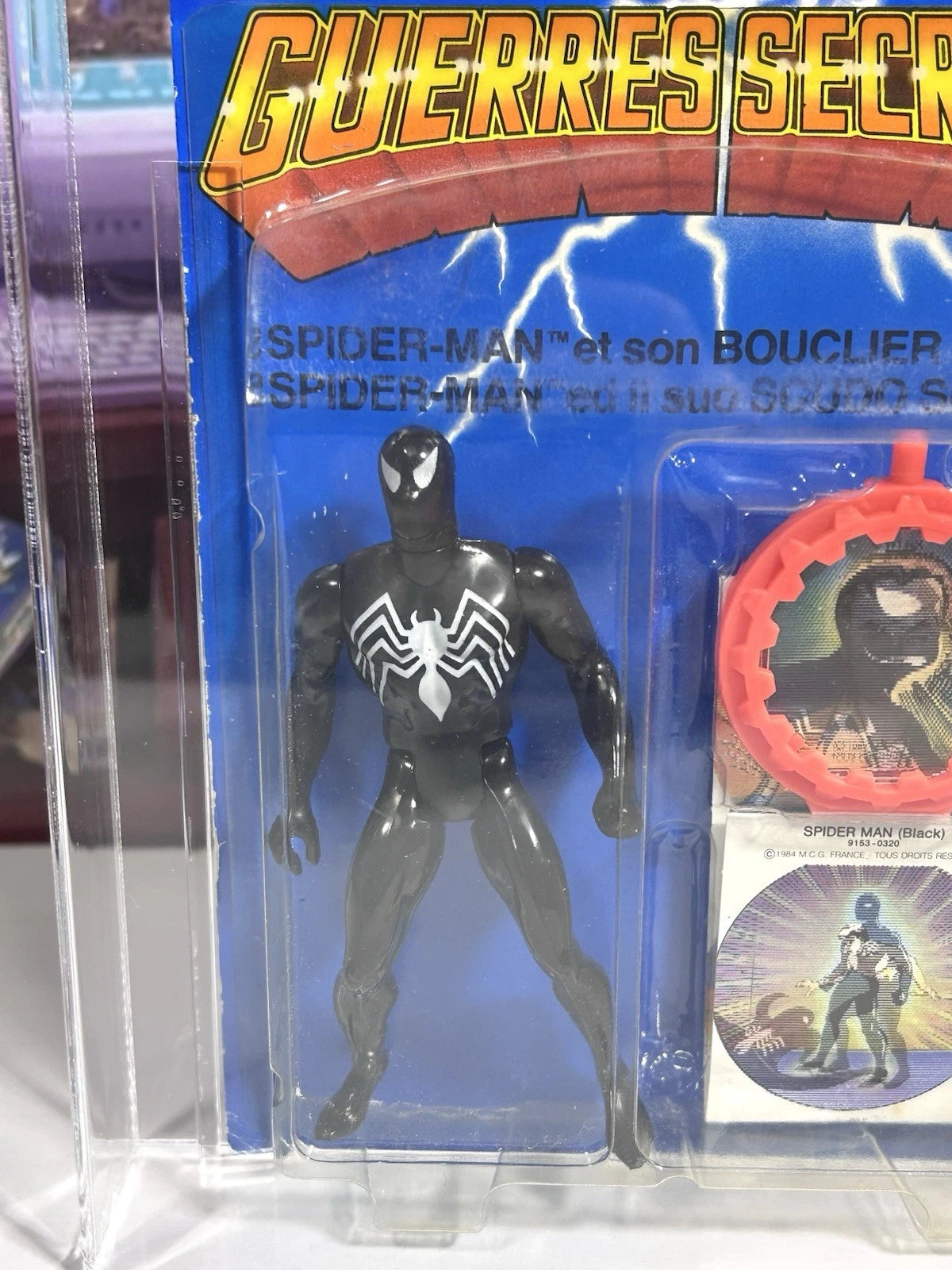 Marvel Secret Wars FRENCH Black Costume SPIDERMAN 1984 MOC Action Figure GRADED CAS 70
