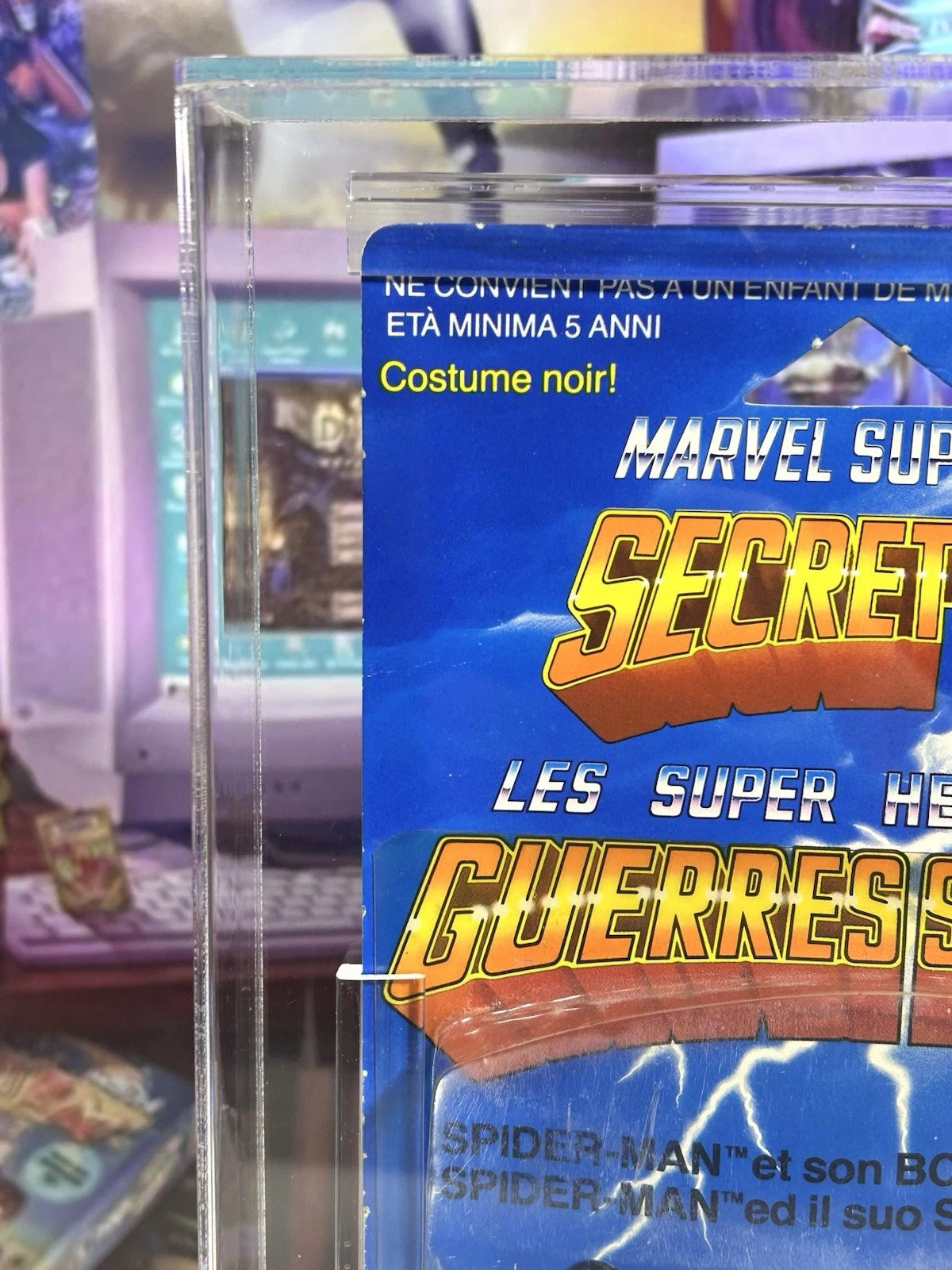 Marvel Secret Wars FRENCH Black Costume SPIDERMAN 1984 MOC Action Figure GRADED CAS 70