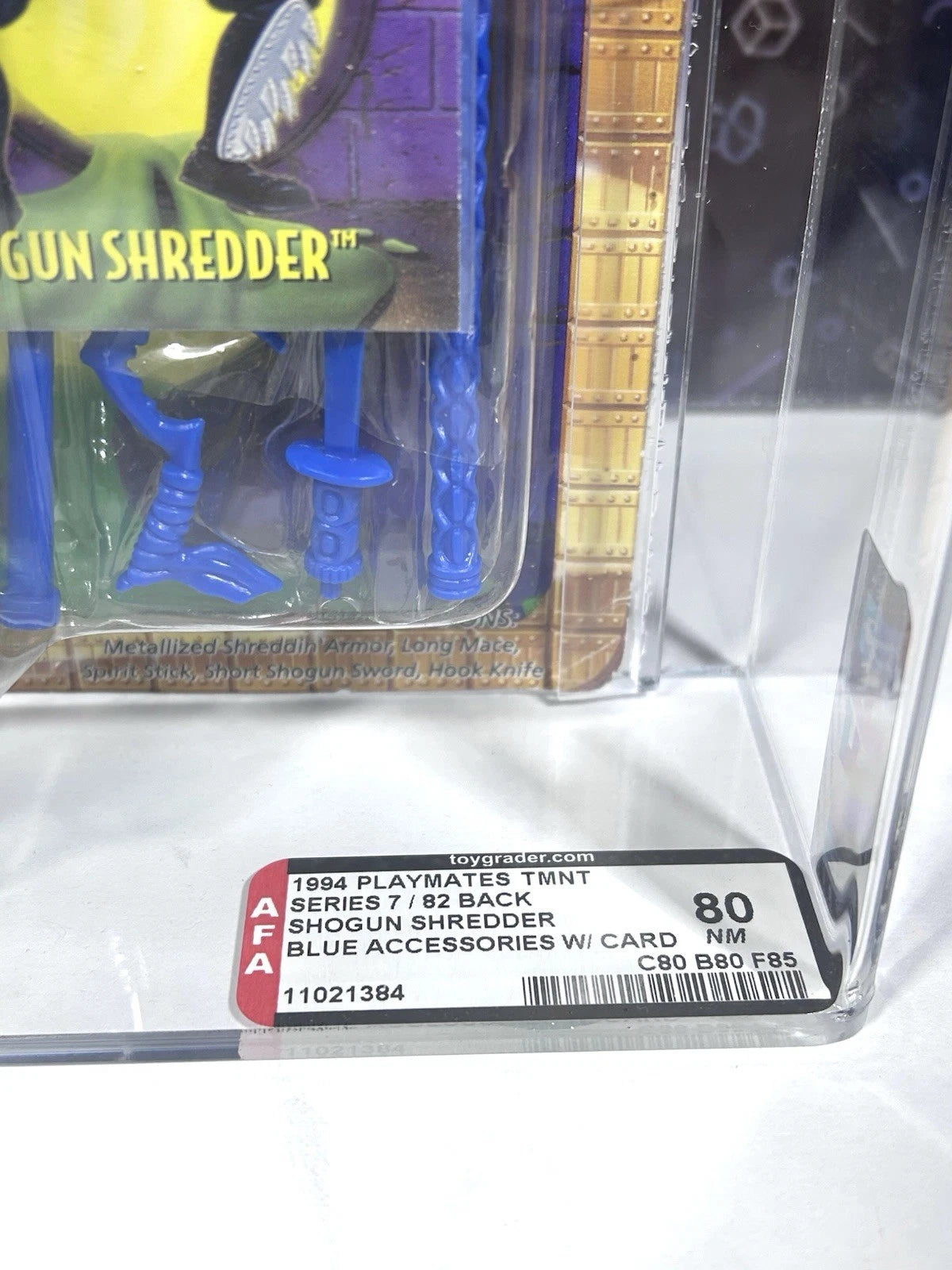 Vintage 1994 TMNT MOC SHOGUN SHREDDER Blue Accessories Graded AFA 80 Playmates